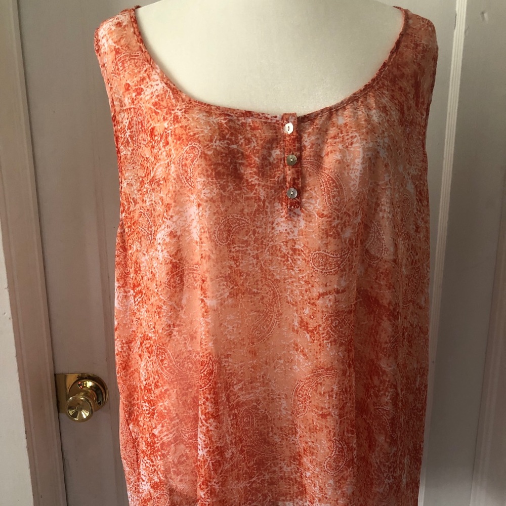 Orange and Cream Chiffon Top
